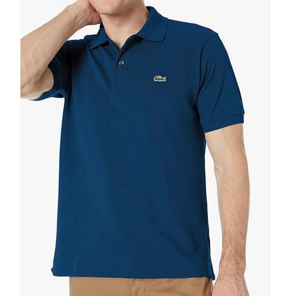 Lacoste Men's Legacy Short Sleeve Pique Polo Shirt, Raffia Matting Blue, XL